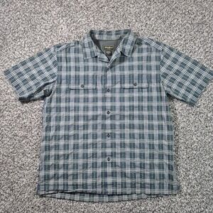Eddie Bauer Blue & Green Plaid Short Sleeve Button‎ Up Shirt Men's Large Tall